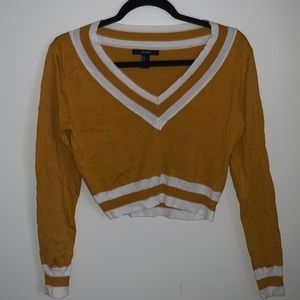 Gold Cropped Striped Sweater